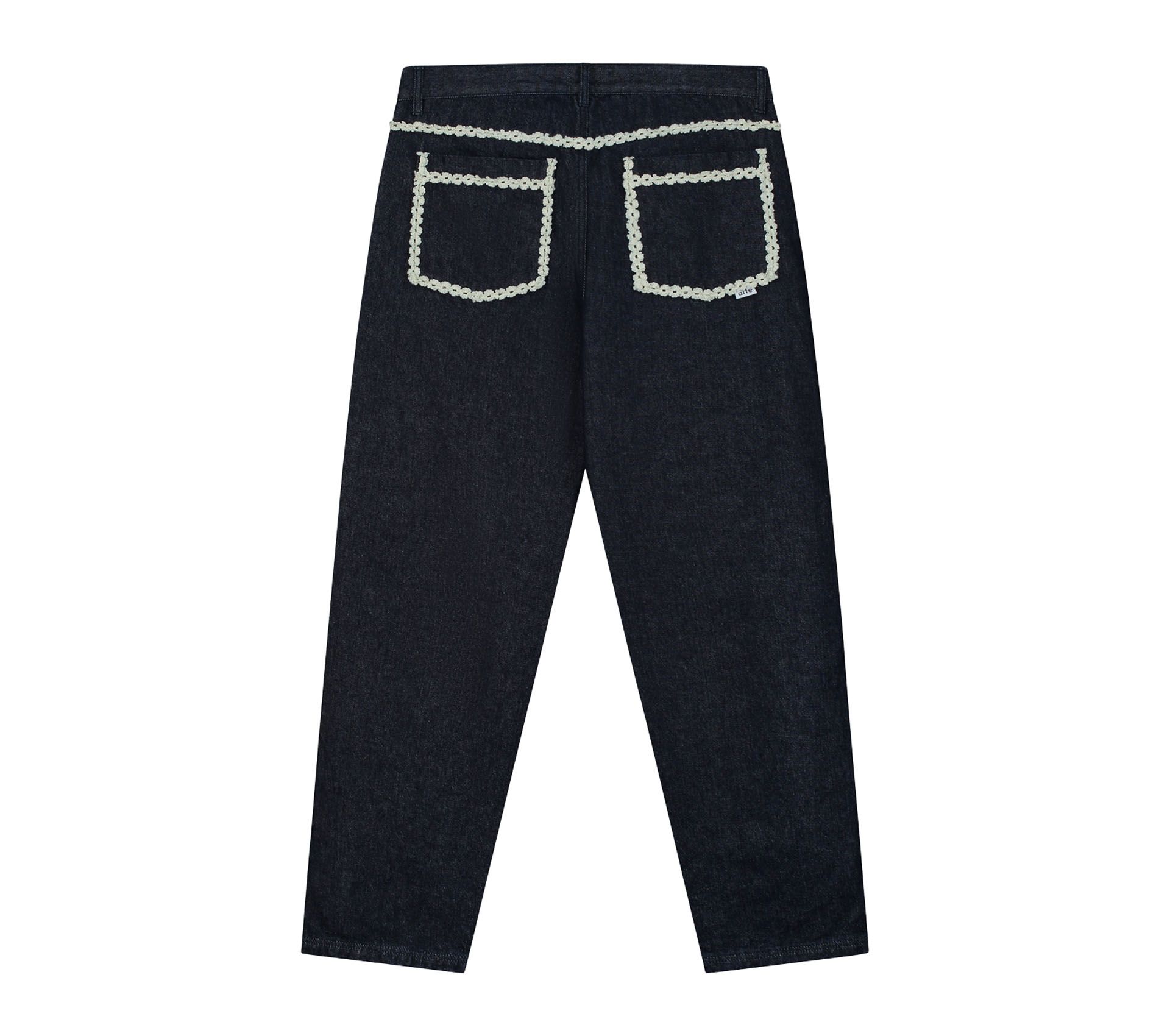 Image #1 of FLOWER TRIM DENIM PANTS