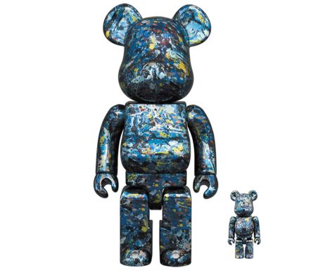 BEARBRICK 100% +400% JACKSON POLLOCK STUDIO CHROME