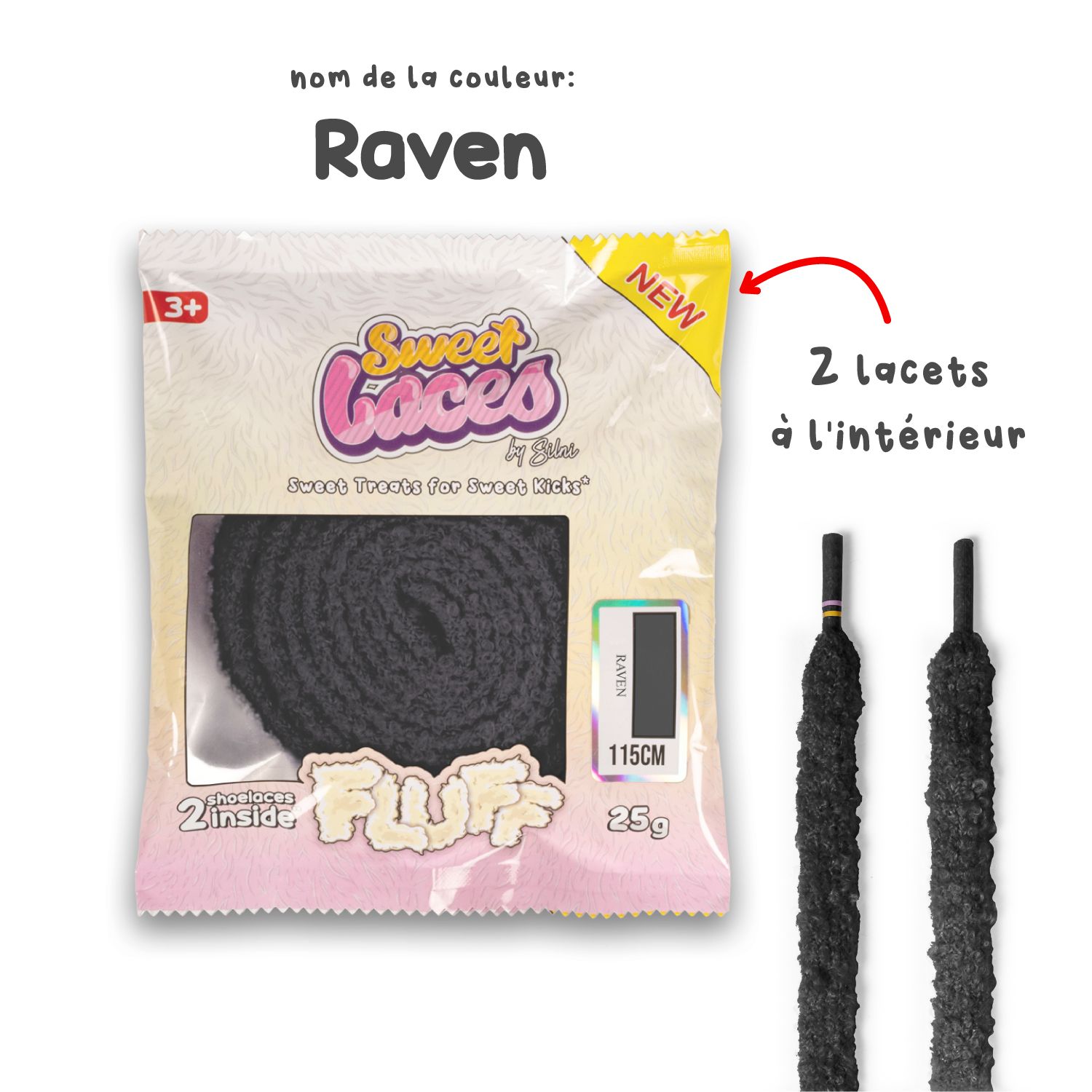 SWEETLACES FLUFF RAVEN