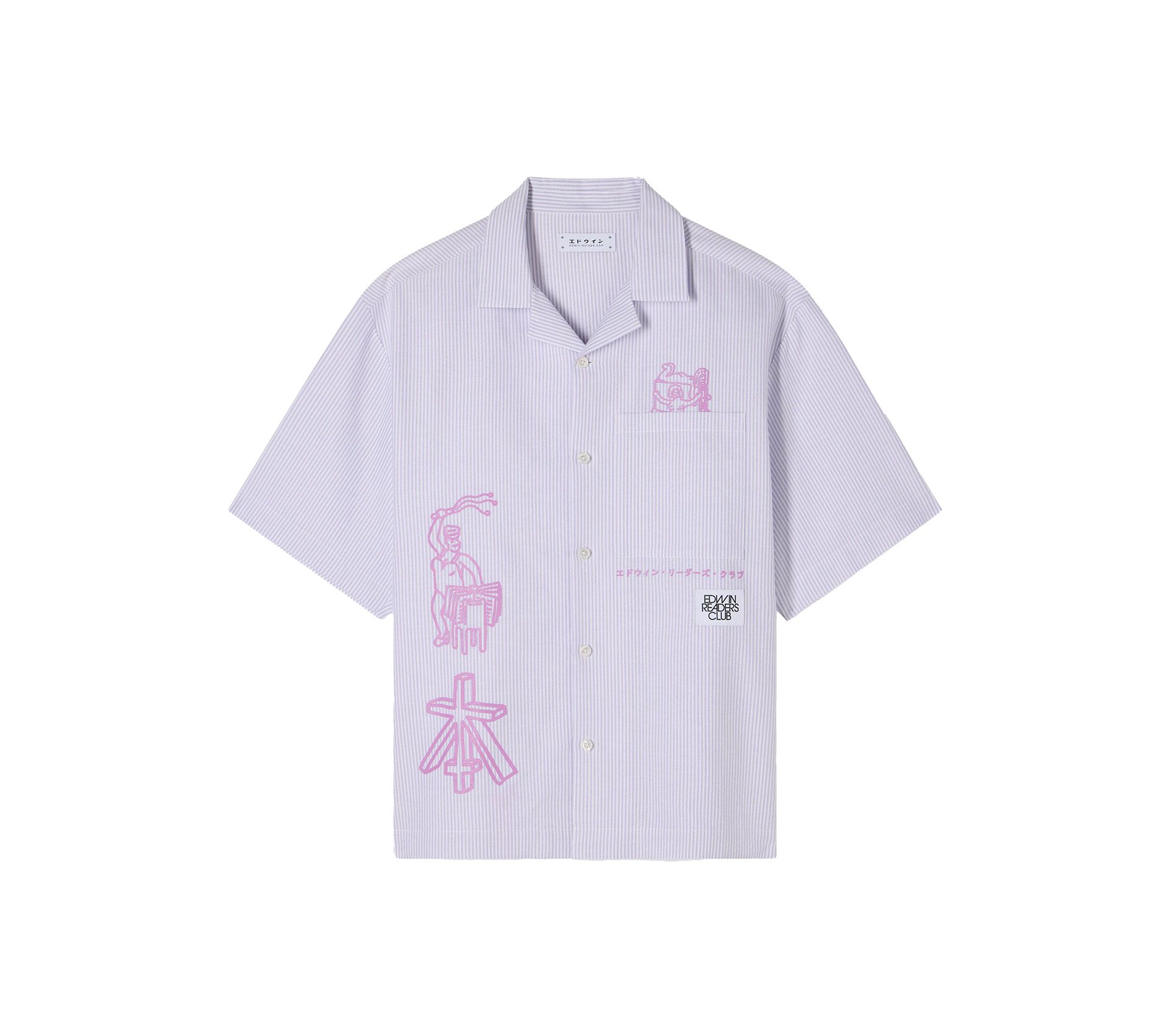 EDWIN READERS CLUB SHIRT SS LILA WHITE