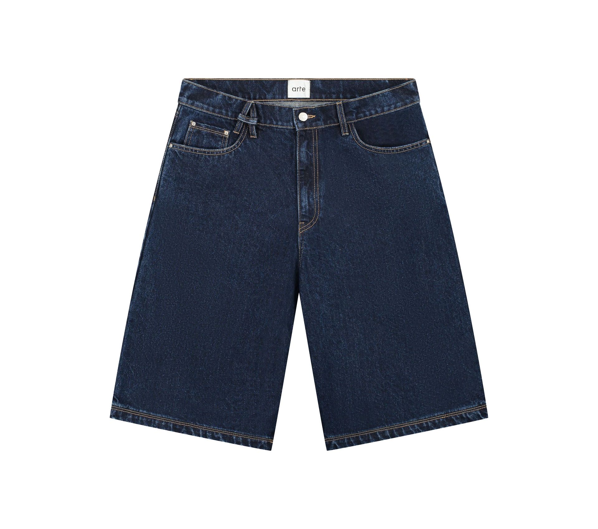 BELT DETAIL SHORTS DARK WASH